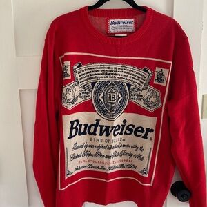 Budweiser Red and Cream Crewneck Sweater